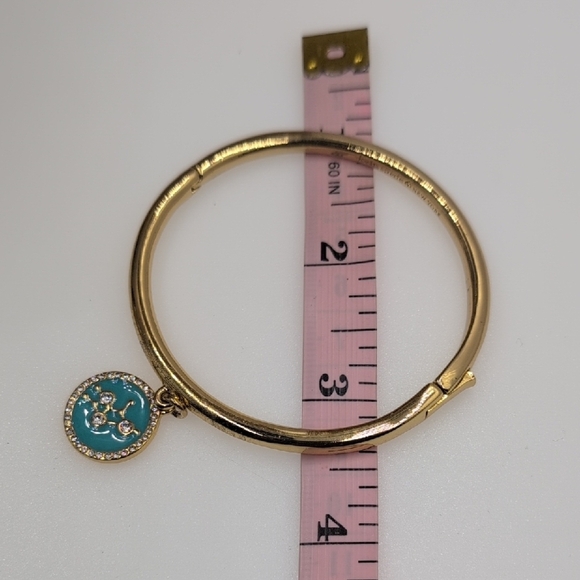 Kate Spade Gold Bangle Turquoise Blue Virgo "She's pretty Major" Horoscope Charm - Picture 7 of 7